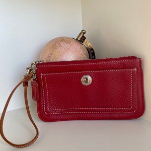 Coach Vintage Pebbled Leather Red Wristlet